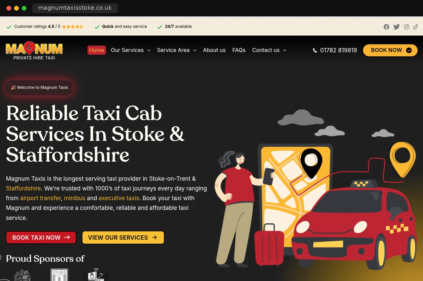 The Magnum Taxis taxi booking website built by ViralMouth